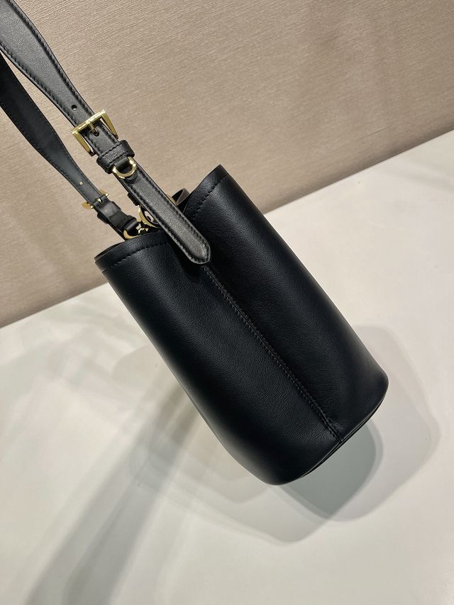 Prada original soft calfskin small bucket bag 1BE080 black