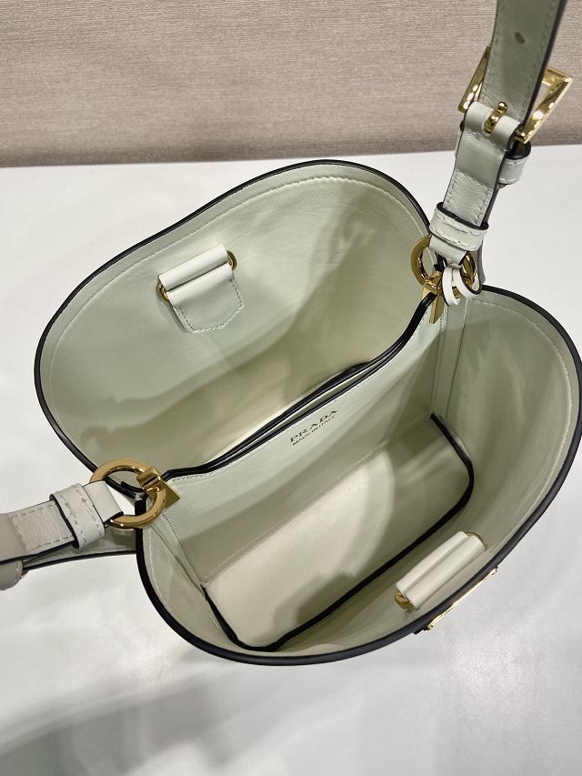 Prada original soft calfskin small bucket bag 1BE080 white