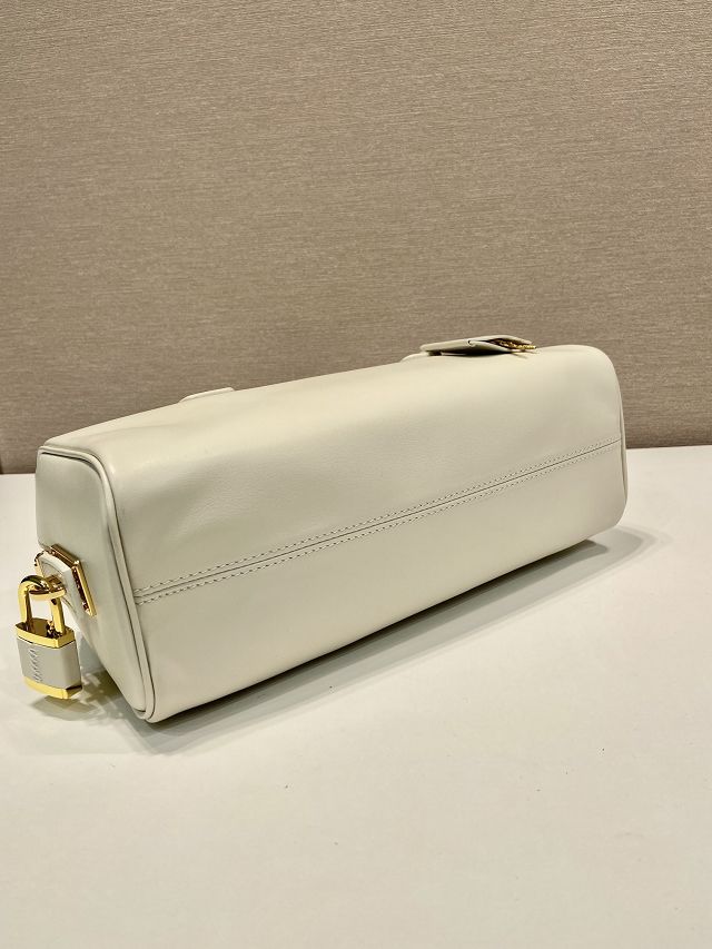 Prada original soft calfskin top handle bag 1BB127 white
