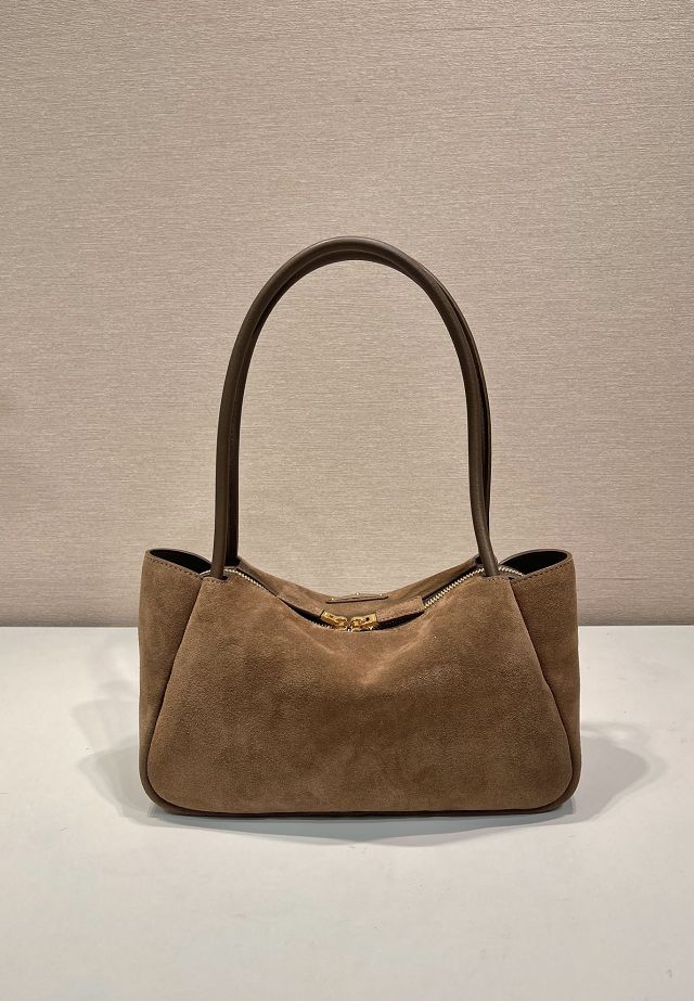 Prada original suede calfskin darling medium shoulder bag 1BA444 brown
