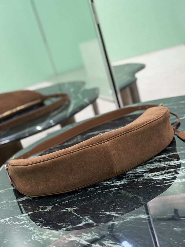 Prada original suede calfskin medium shoulder bag 1BC255 brown