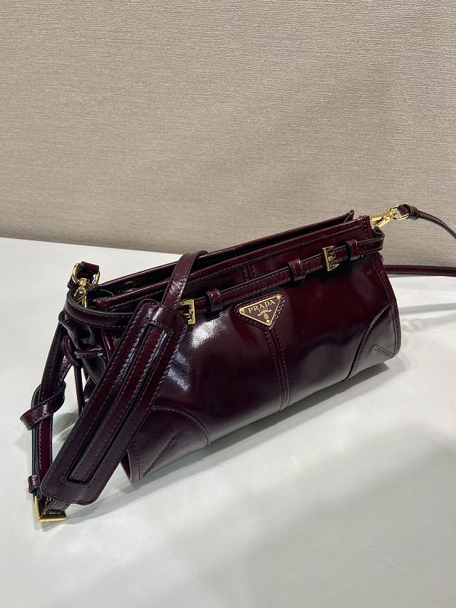 Prada original calfskin bonnie small shoulder bag 1BH215 burgundy