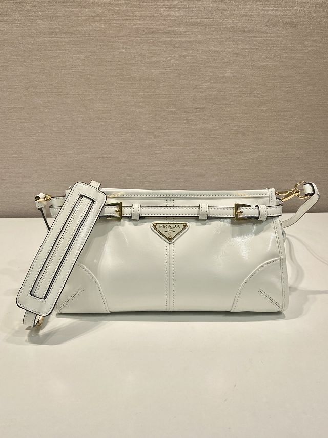 Prada original calfskin bonnie small shoulder bag 1BH215 white