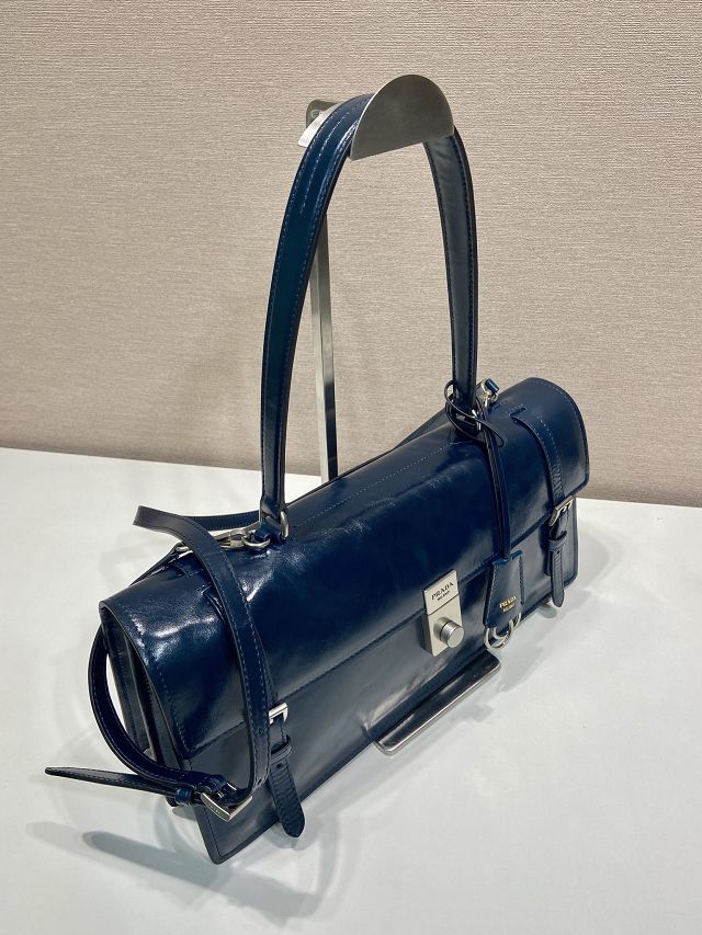 Prada original calfskin large handbag 1BN024 blue