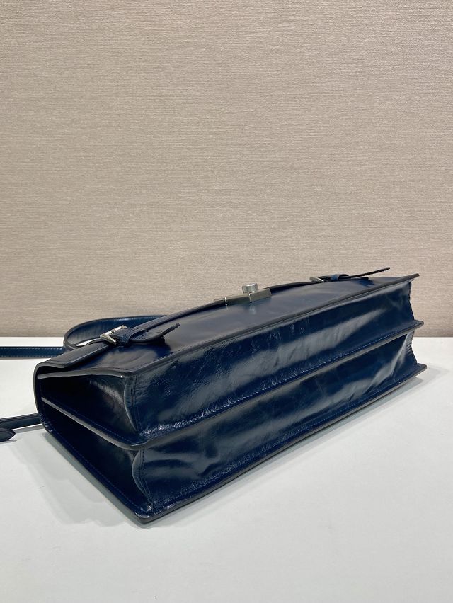 Prada original calfskin large handbag 1BN024 blue