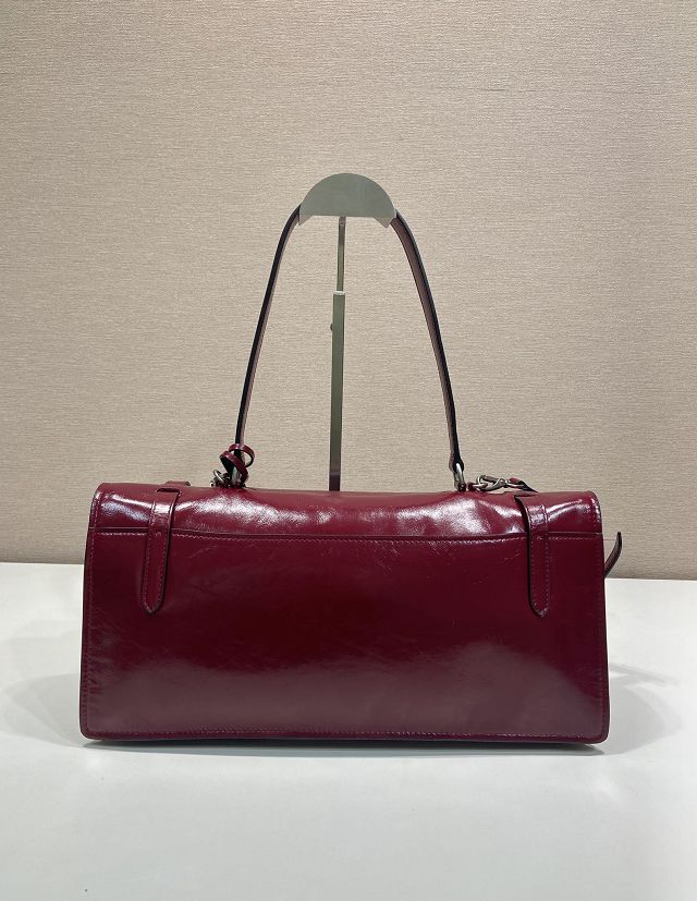 Prada original calfskin large handbag 1BN024 bordeaux
