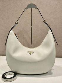 Prada original calfskin large hobo bag 1BC212 white