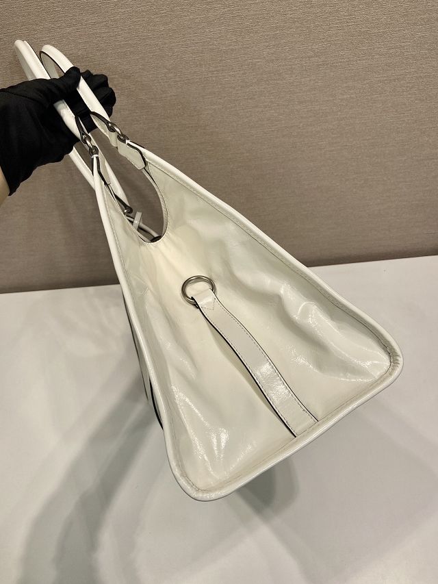 Prada original calfskin large tote bag 1BG570 white