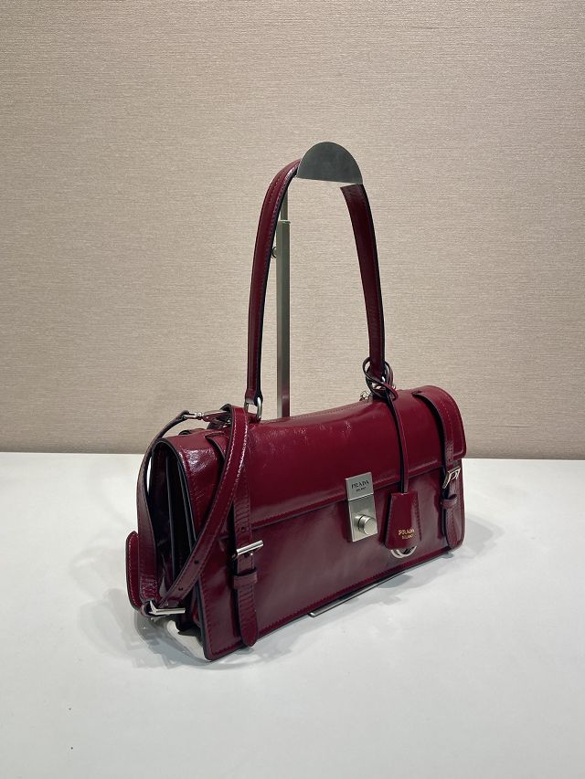 Prada original calfskin medium handbag 1BN026 bordeaux