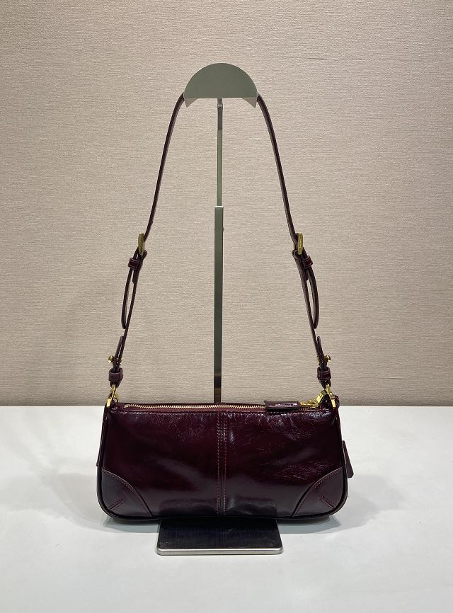 Prada original calfskin medium shoulder bag 1BC221 bordeaux