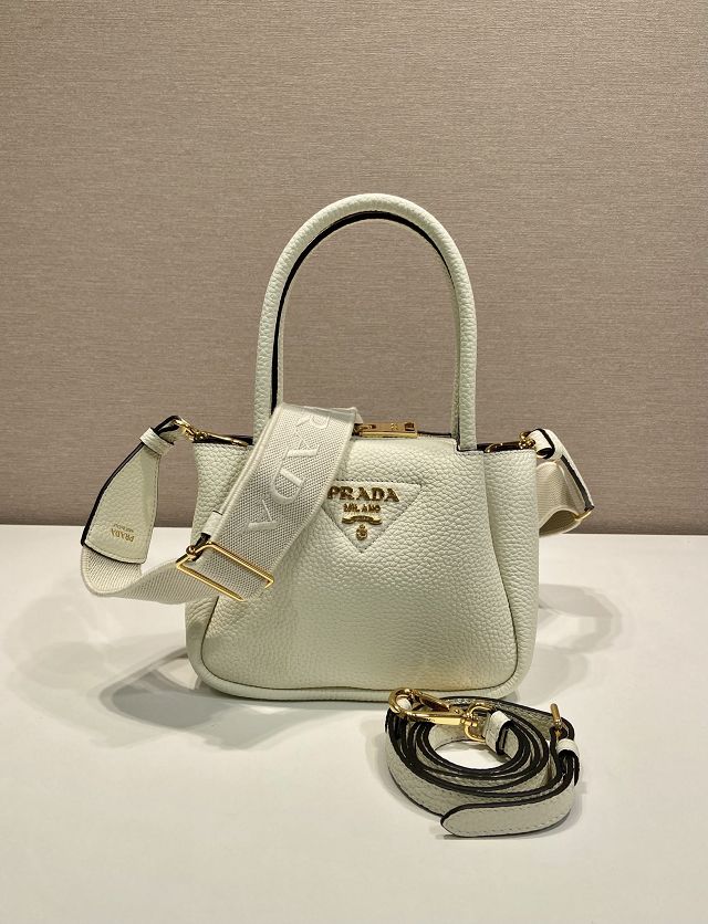 Prada original calfskin mini tote bag 1BA362 white