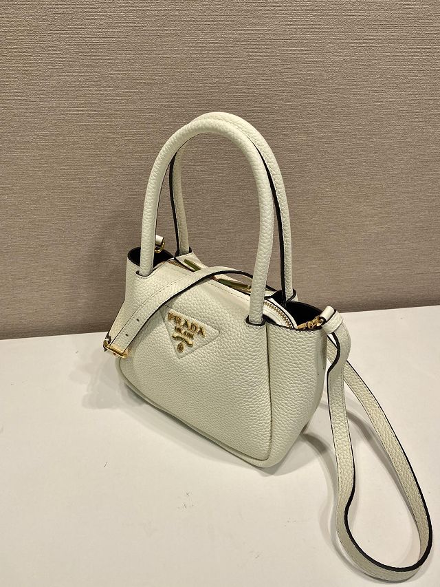 Prada original calfskin mini tote bag 1BA362 white