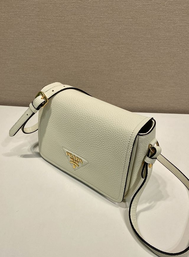 Prada original calfskin small shoulder bag 1BD314 white
