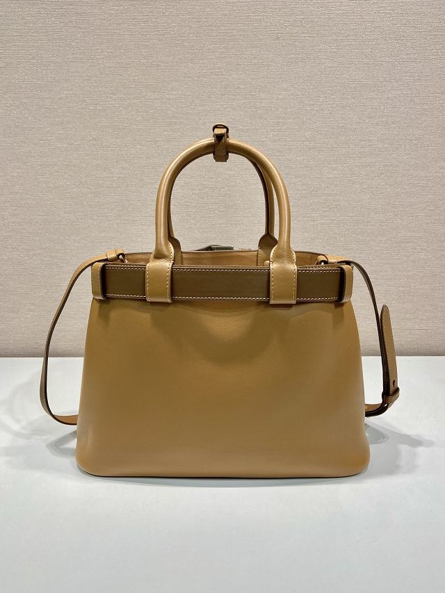 Prada original calfskin tote bag with belt 1BA434 caramel