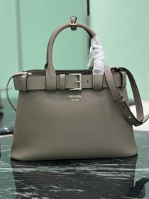 Prada original calfskin tote bag with belt 1BA434 grey