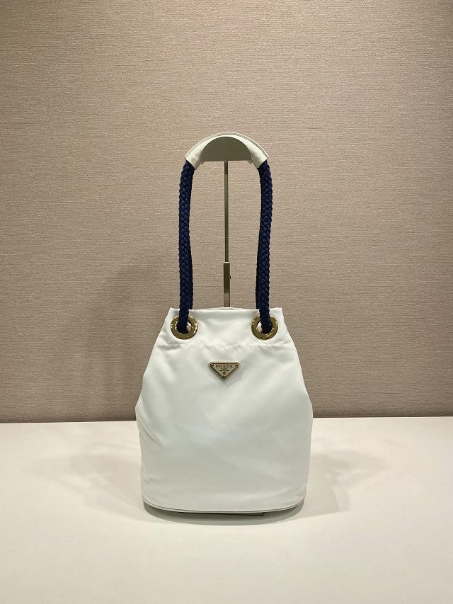 Prada original nylon mariner small bucket bag 1BE082 white