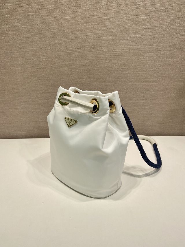 Prada original nylon mariner small bucket bag 1BE082 white