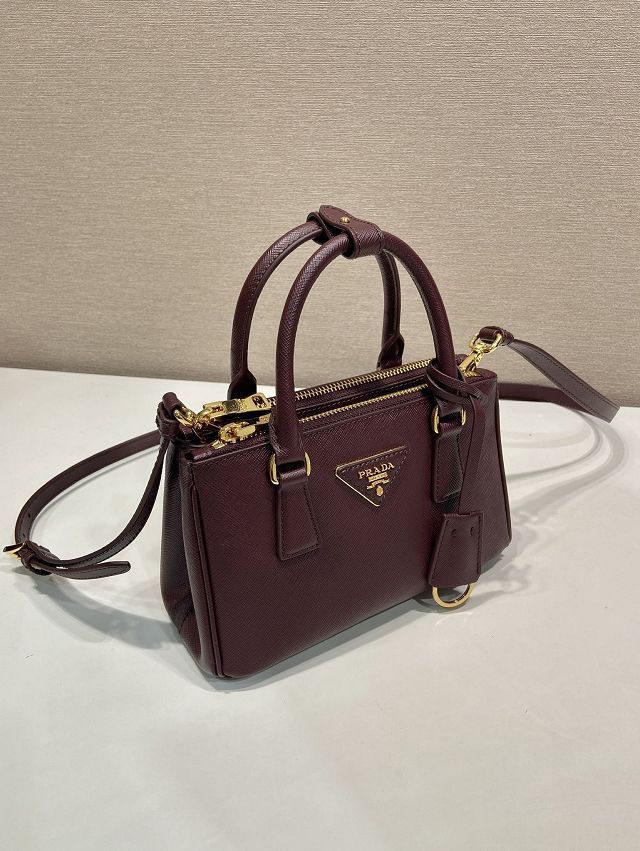 Prada original saffiano calfskin galleria mini bag 1BA916 bordeaux