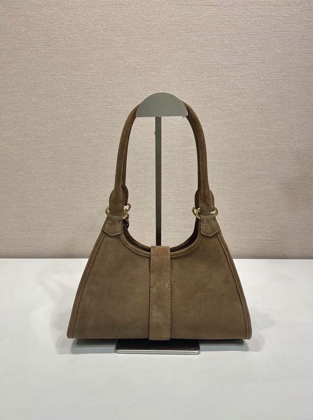 Prada original suede calfskin mini tote bag 1BG580 brown