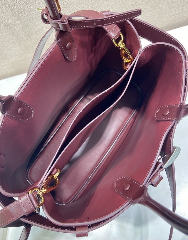 Prada original suede large tote bag with belt 1BA416 bordeaux