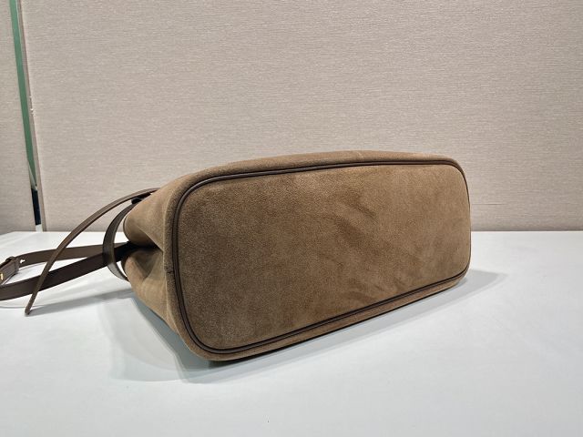 Prada original suede large tote bag with belt 1BA416 brown