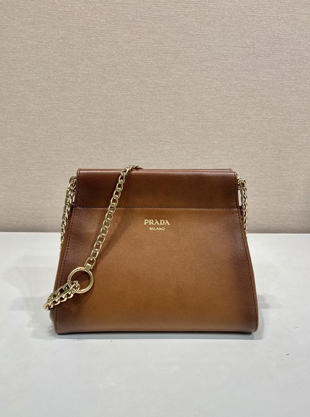 Prada original calfskin chain mini bag 1BC263 brown