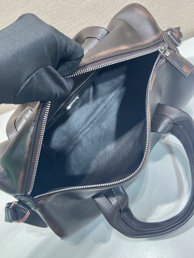 Prada original calfskin duffle bag 2VC046 dark brown