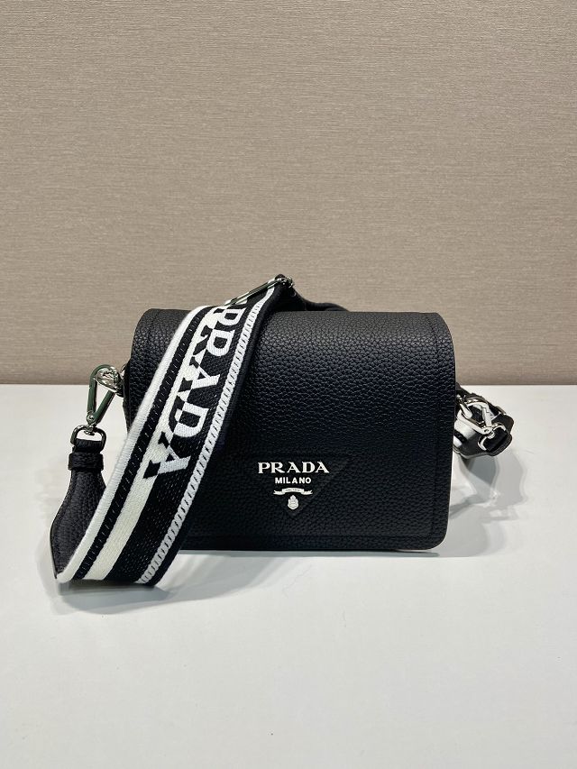 Prada original calfskin small shoulder bag 1BD332 black