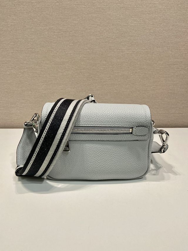 Prada original calfskin small shoulder bag 1BD332 light grey