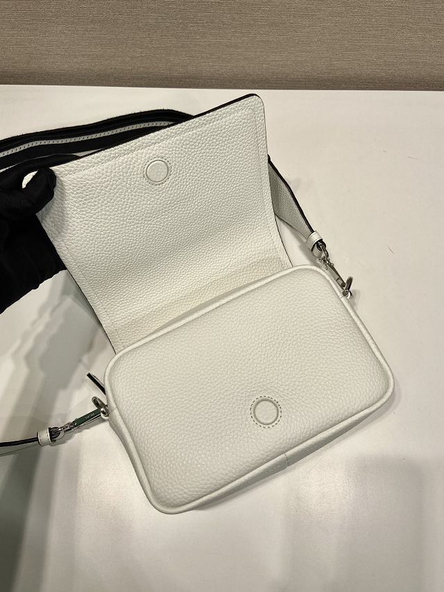 Prada original calfskin small shoulder bag 1BD332 white