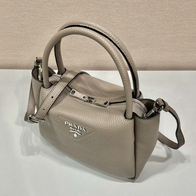 Prada original calfskin small tote bag 1BA362 grey
