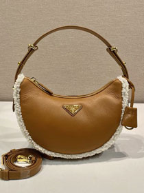 Prada original lambskin arque shoulder bag 1BC194 brown