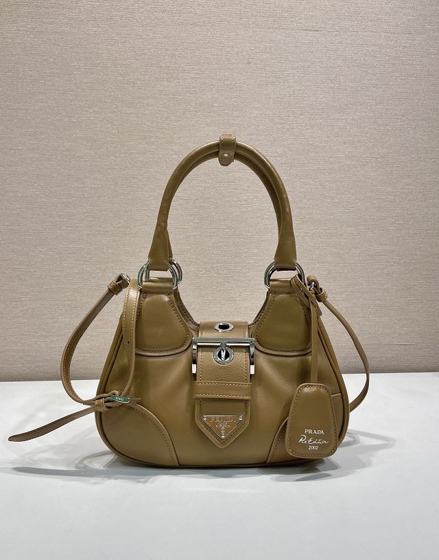 Prada original lambskin small top handle bag 1BA381 brown
