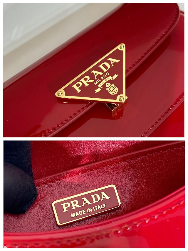 Prada original patent leather shoulder bag 1BD345 red