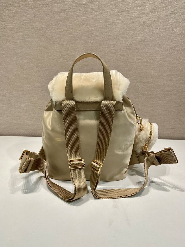 Prada original shearling backpack 1BZ074 beige