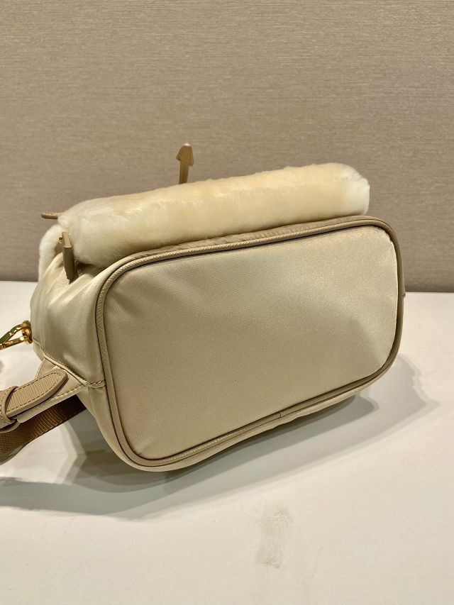 Prada original shearling backpack 1BZ074 beige