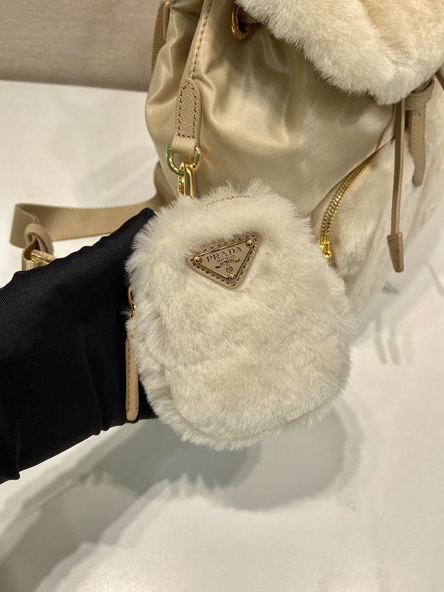 Prada original shearling backpack 1BZ074 beige