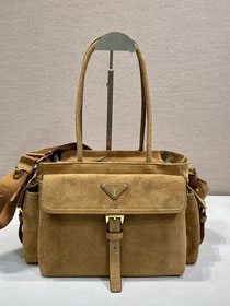 Prada original suede explore medium tote bag 1BG596 brown