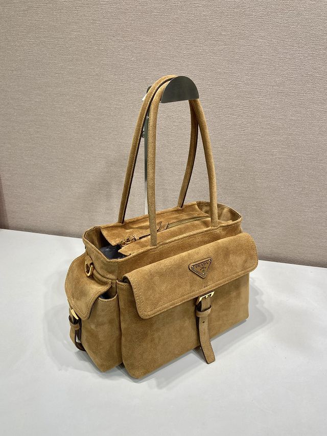 Prada original suede explore medium tote bag 1BG596 brown