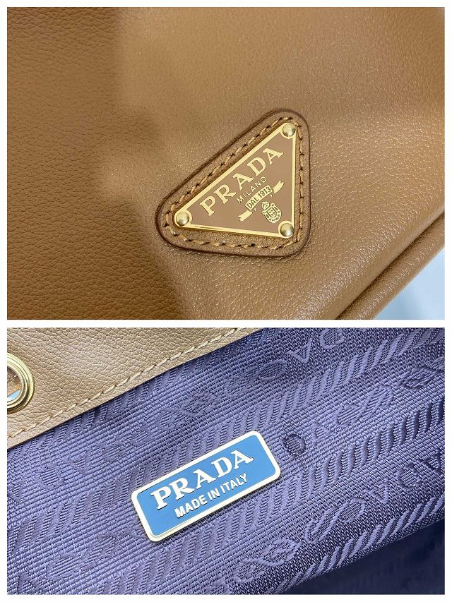 Prada original calfskin 1978 mini bucket bag 1BE067 caramel