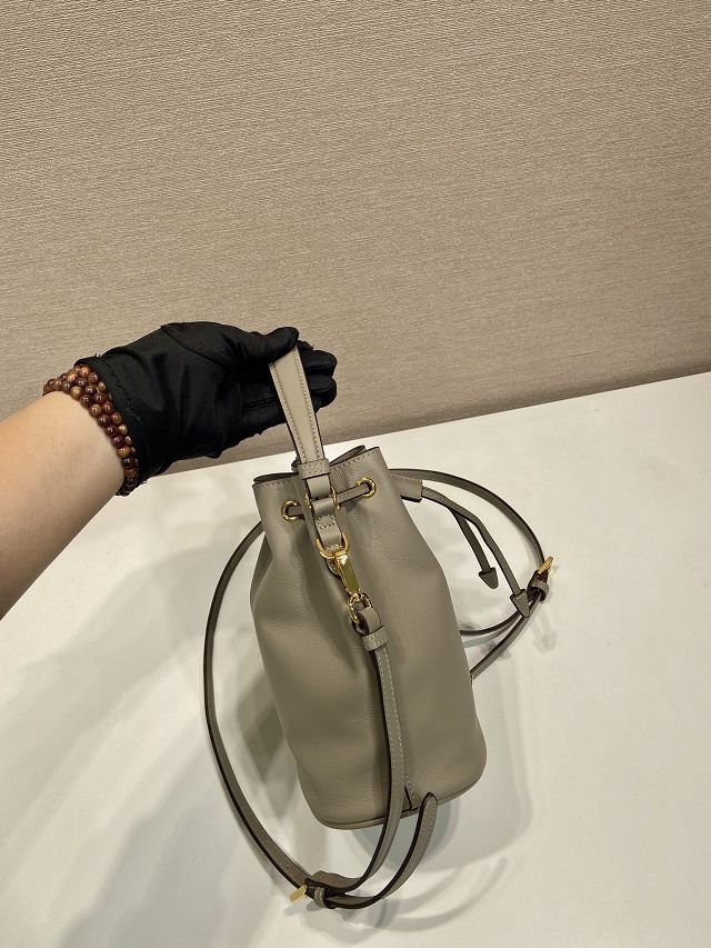 Prada original calfskin 1978 mini bucket bag 1BE067 grey