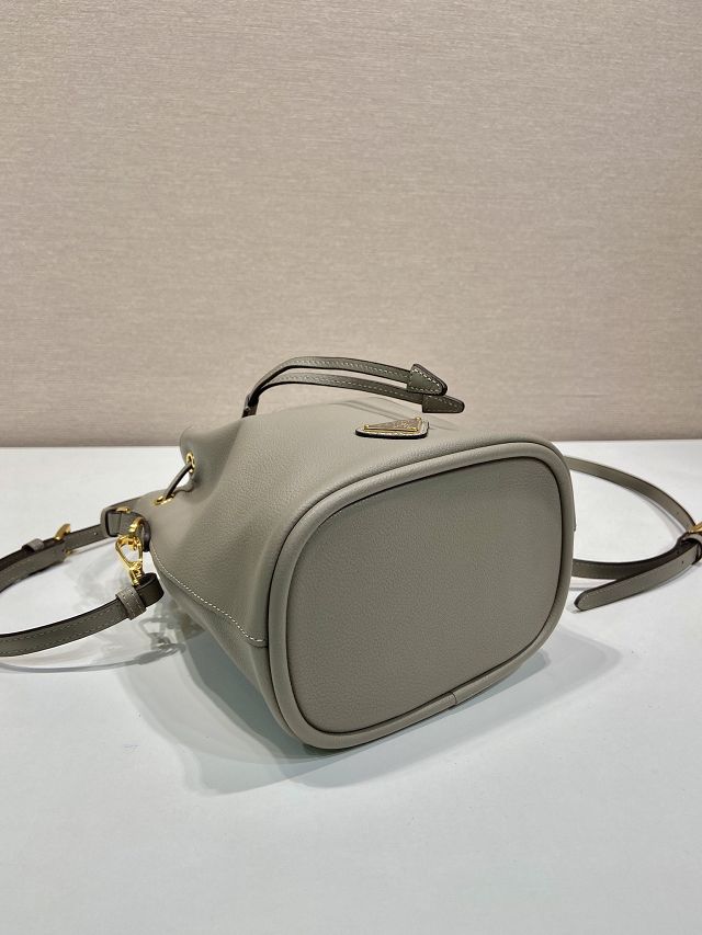Prada original calfskin 1978 mini bucket bag 1BE067 grey