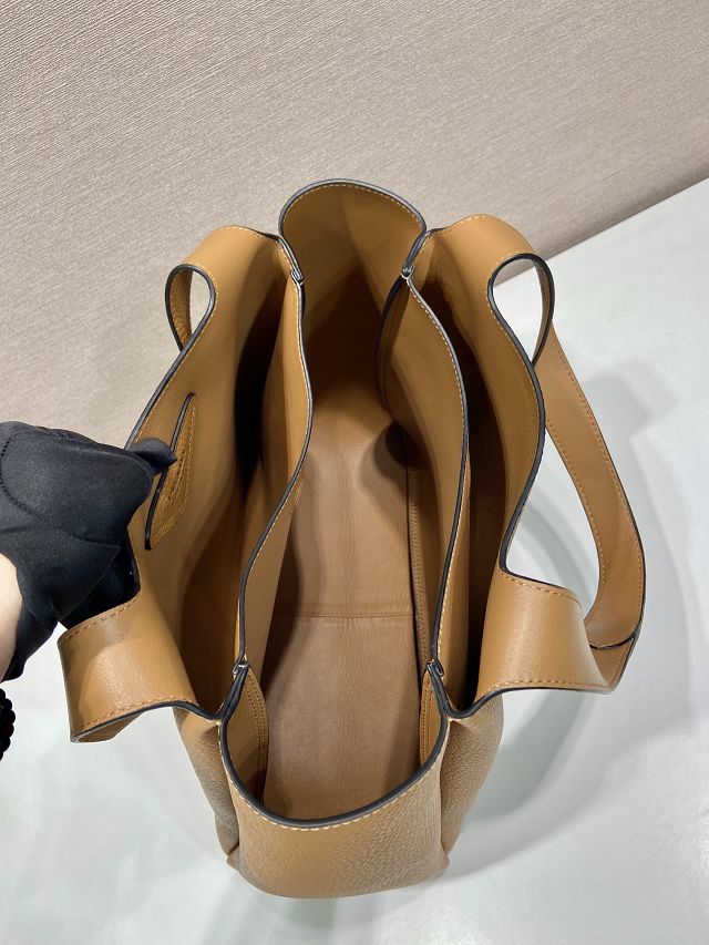 Prada original calfskin large tote bag 1BG338 caramel