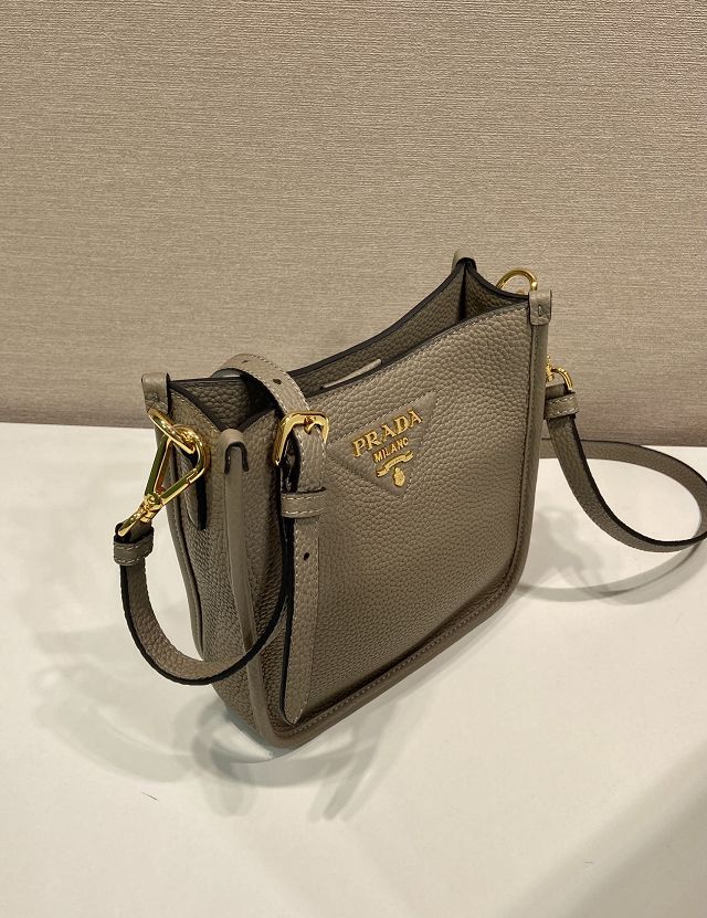 Prada original calfskin mini shoulder bag 1BH191 grey