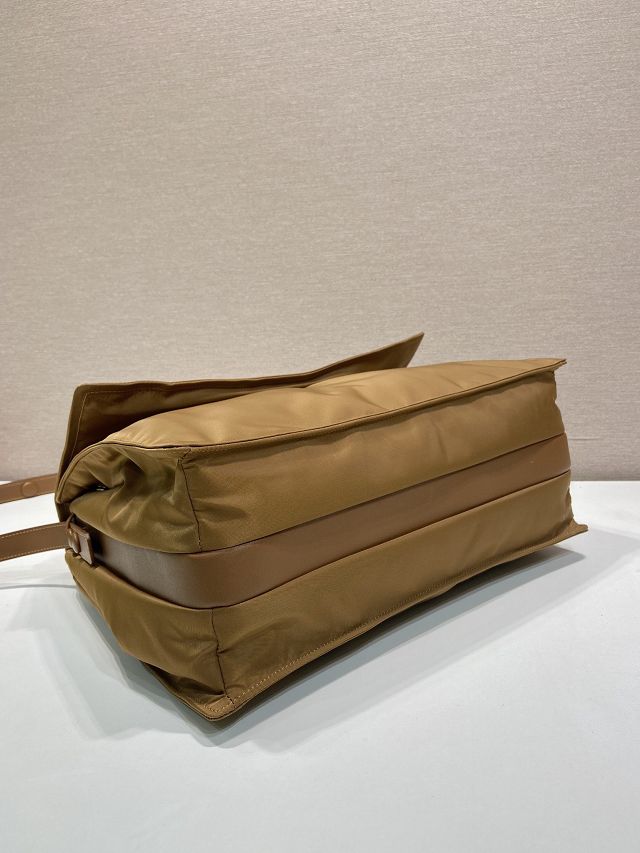 Prada original nylon traveller shoulder bag 1BD256 brown