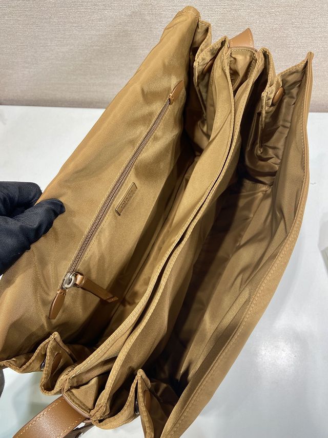 Prada original nylon traveller shoulder bag 1BD256 brown