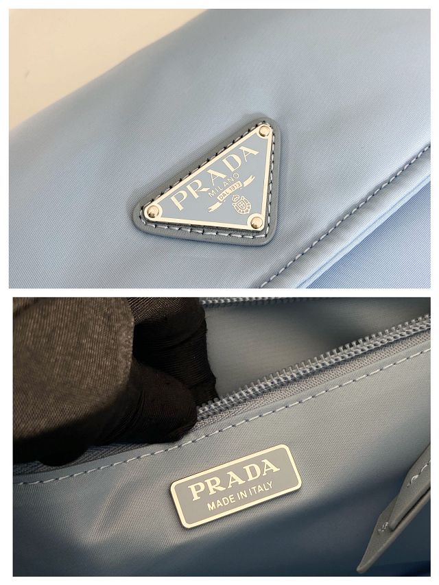 Prada original nylon traveller small shoulder bag 1BD258 blue