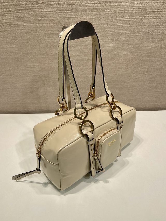 Prada original calfskin medium shoulder bag 1BB138 beige