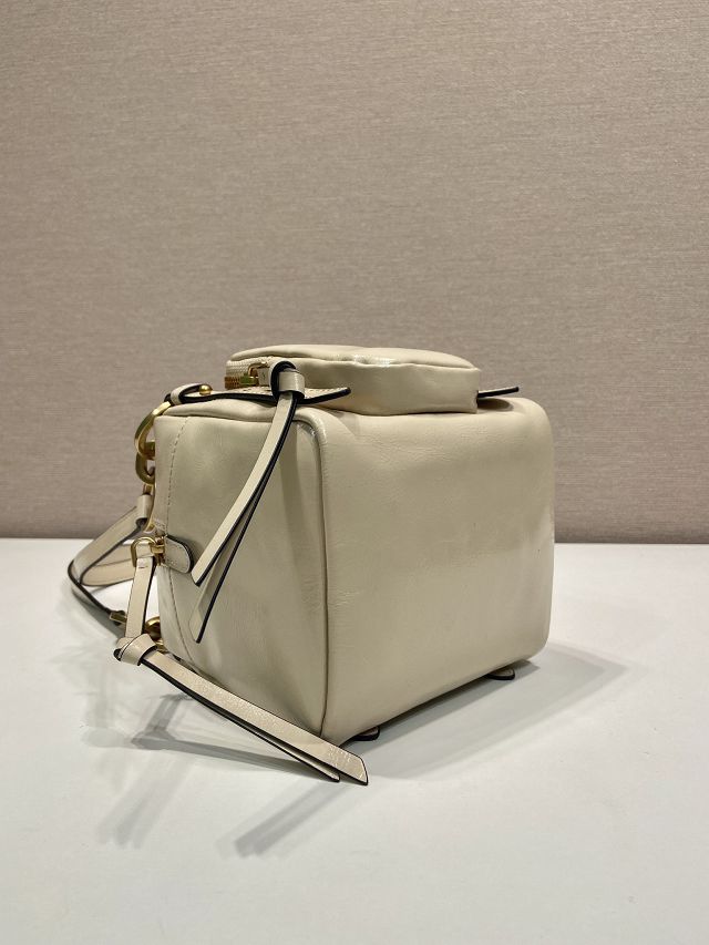 Prada original calfskin mini shoulder bag 1BB137 beige