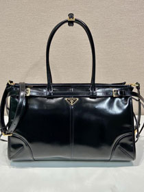 Prada original calfskin bonnie large tote bag 1BA433 black